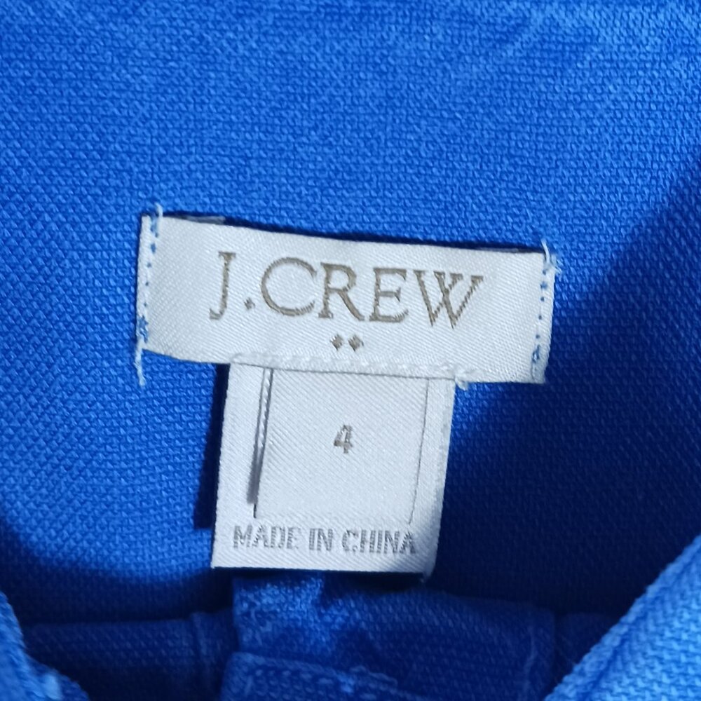 J. Crew Preppy Cobalt Blue, Short Sleeve Dress, Size 4, 3/4 Button Down, Pockets - Picture 2 of 16